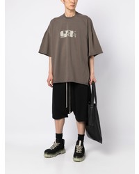 braunes bedrucktes T-Shirt mit einem Rundhalsausschnitt von Rick Owens DRKSHDW