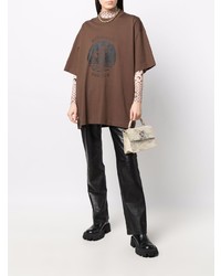 braunes bedrucktes T-Shirt mit einem Rundhalsausschnitt von Vetements