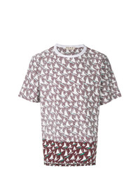 braunes bedrucktes T-Shirt mit einem Rundhalsausschnitt von Marni