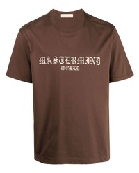 braunes bedrucktes T-Shirt mit einem Rundhalsausschnitt von Mastermind World