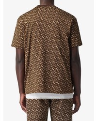 braunes bedrucktes T-Shirt mit einem Rundhalsausschnitt von Burberry