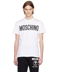 braunes bedrucktes T-Shirt mit einem Rundhalsausschnitt von Moschino