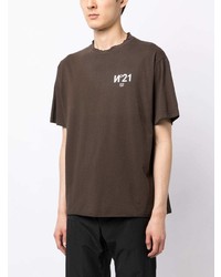 braunes bedrucktes T-Shirt mit einem Rundhalsausschnitt von N°21