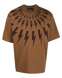 braunes bedrucktes T-Shirt mit einem Rundhalsausschnitt von Neil Barrett
