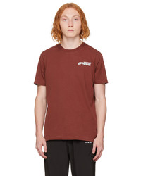 braunes bedrucktes T-Shirt mit einem Rundhalsausschnitt von Off-White