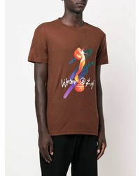 braunes bedrucktes T-Shirt mit einem Rundhalsausschnitt von Viktor & Rolf