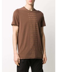 braunes bedrucktes T-Shirt mit einem Rundhalsausschnitt von Rick Owens DRKSHDW