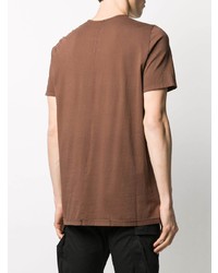 braunes bedrucktes T-Shirt mit einem Rundhalsausschnitt von Rick Owens DRKSHDW