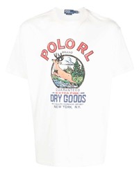 braunes bedrucktes T-Shirt mit einem Rundhalsausschnitt von Polo Ralph Lauren