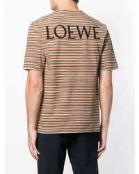 braunes bedrucktes T-Shirt mit einem Rundhalsausschnitt von Loewe