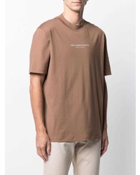braunes bedrucktes T-Shirt mit einem Rundhalsausschnitt von Brunello Cucinelli