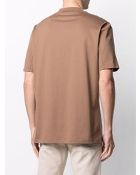 braunes bedrucktes T-Shirt mit einem Rundhalsausschnitt von Brunello Cucinelli