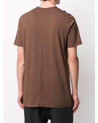 braunes bedrucktes T-Shirt mit einem Rundhalsausschnitt von Rick Owens DRKSHDW