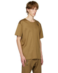 braunes bedrucktes T-Shirt mit einem Rundhalsausschnitt von ACRONYM