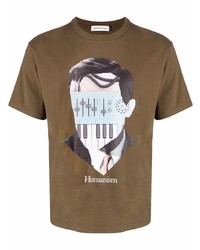 braunes bedrucktes T-Shirt mit einem Rundhalsausschnitt von UNDERCOVE