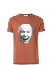 braunes bedrucktes T-Shirt mit einem Rundhalsausschnitt von Vivienne Westwood