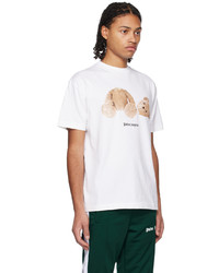 braunes bedrucktes T-Shirt mit einem Rundhalsausschnitt von Palm Angels