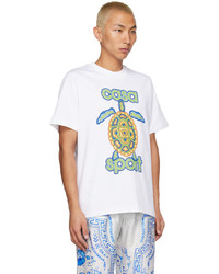 braunes bedrucktes T-Shirt mit einem Rundhalsausschnitt von Casablanca
