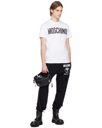 braunes bedrucktes T-Shirt mit einem Rundhalsausschnitt von Moschino