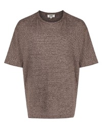 braunes bedrucktes T-Shirt mit einem Rundhalsausschnitt von YMC