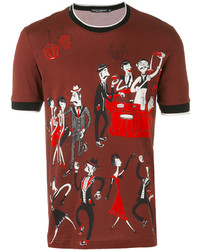 braunes bedrucktes T-shirt von Dolce & Gabbana