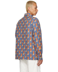braunes bedrucktes Wolllangarmhemd von Casablanca
