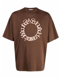 braunes besticktes T-Shirt mit einem Rundhalsausschnitt von Acne Studios