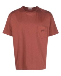 braunes besticktes T-Shirt mit einem Rundhalsausschnitt von Bode