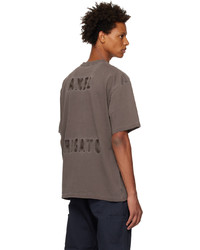 braunes besticktes T-Shirt mit einem Rundhalsausschnitt von Axel Arigato