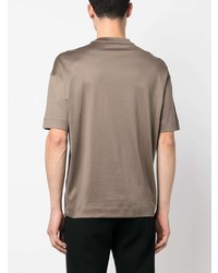 braunes besticktes T-Shirt mit einem Rundhalsausschnitt von Emporio Armani