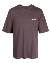 braunes besticktes T-Shirt mit einem Rundhalsausschnitt von FIVE CM