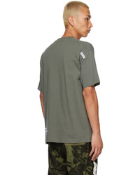 braunes besticktes T-Shirt mit einem Rundhalsausschnitt von AAPE BY A BATHING APE