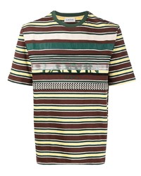 braunes besticktes T-Shirt mit einem Rundhalsausschnitt von Lanvin