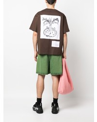 braunes besticktes T-Shirt mit einem Rundhalsausschnitt von Charles Jeffrey Loverboy