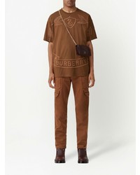 braunes besticktes T-Shirt mit einem Rundhalsausschnitt von Burberry