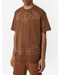 braunes besticktes T-Shirt mit einem Rundhalsausschnitt von Burberry