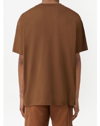 braunes besticktes T-Shirt mit einem Rundhalsausschnitt von Burberry