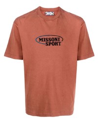 braunes besticktes T-Shirt mit einem Rundhalsausschnitt von Missoni