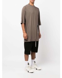 braunes besticktes T-Shirt mit einem Rundhalsausschnitt von Rick Owens DRKSHDW