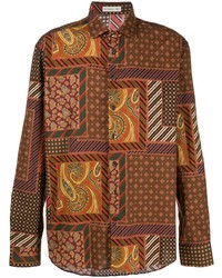 braunes Businesshemd mit Paisley-Muster von Etro