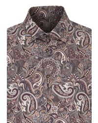 braunes Businesshemd mit Paisley-Muster von Jacques Britt