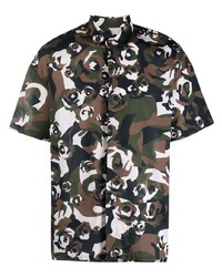 braunes Camouflage Kurzarmhemd von Les Hommes