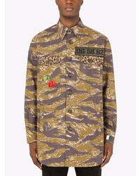 braunes Camouflage Langarmhemd von Dolce & Gabbana