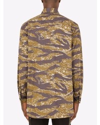 braunes Camouflage Langarmhemd von Dolce & Gabbana
