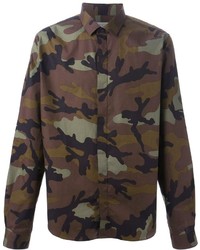 braunes Camouflage Langarmhemd von Valentino