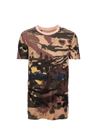 braunes Camouflage T-Shirt mit einem Rundhalsausschnitt von 11 By Boris Bidjan Saberi