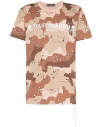 braunes Camouflage T-Shirt mit einem Rundhalsausschnitt von Mastermind Japan