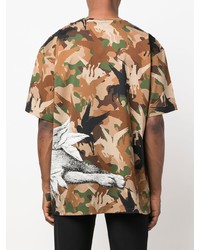 braunes Camouflage T-Shirt mit einem Rundhalsausschnitt von Etro