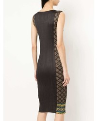 braunes figurbetontes Kleid mit geometrischem Muster von Issey Miyake Vintage