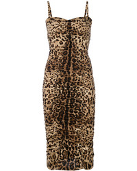 braunes figurbetontes Kleid mit Leopardenmuster von Dolce & Gabbana
